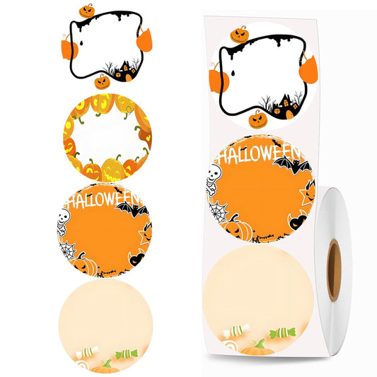 Halloween 2 Inch Thermal Stickers,500PCS Halloween Thermal Labels Halloween Stickers Multi-Purpose Roll Sticker Labels for Home Party Decoration