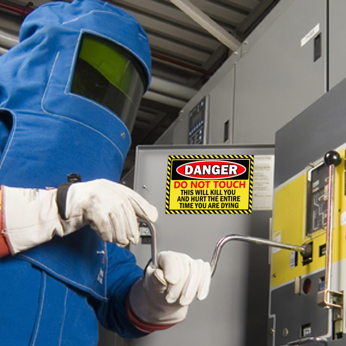 Do Not Touch Stickers 'DO NOT Touch Danger Warning Labels 5 x 7 Inch - This Will Kill You Electrical Shock Hazard High Voltage Electrocution Vinyl Warning Decals Sign Labels 4 Pack