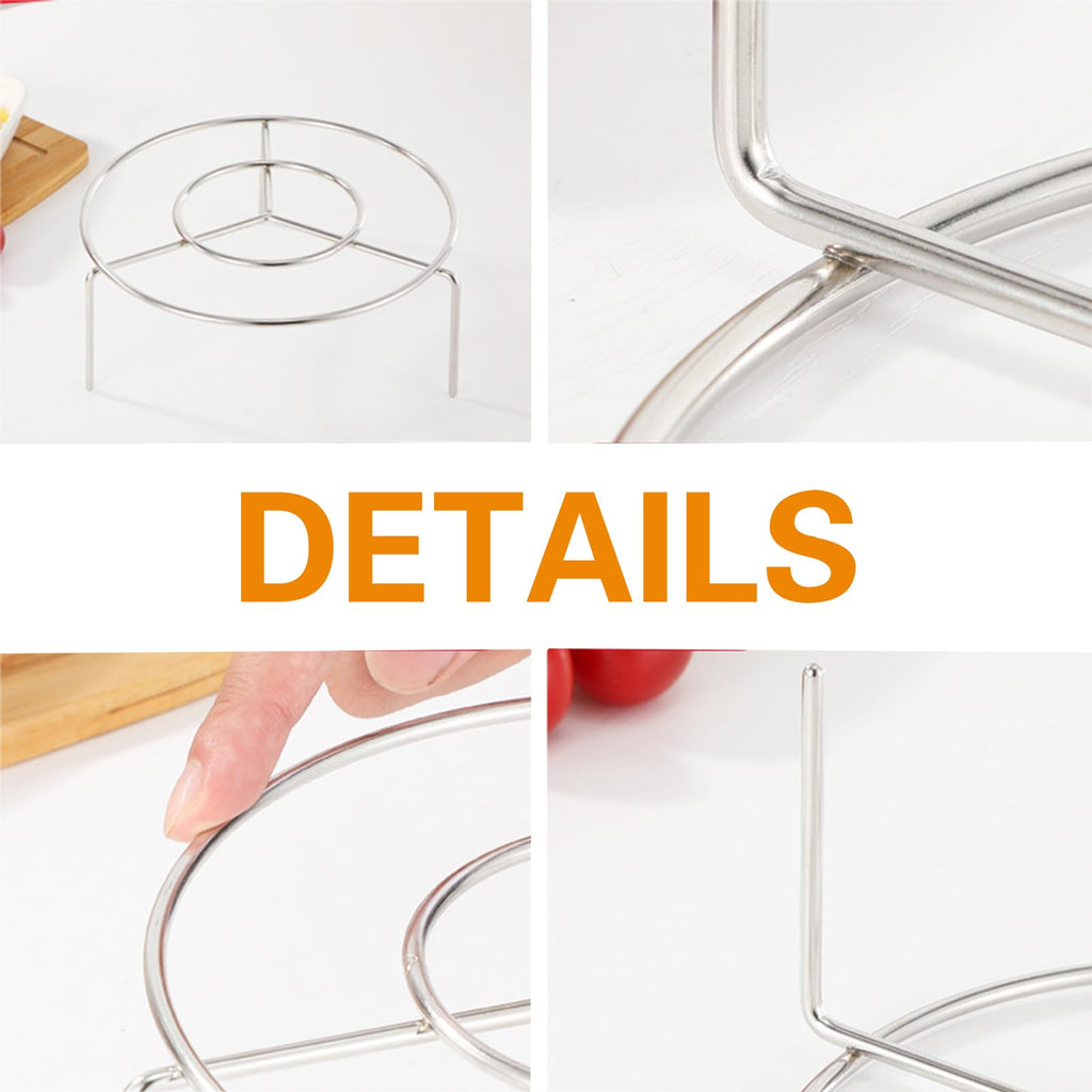 3 PCS 7 Inch Stainless Steel Wire Pizza Pan Riser Stand Round Pizza Tray Riser Rack Tabletop Serving Stand for Food Trays and Platters Display Stands for Home Restaurant and Party, Silver