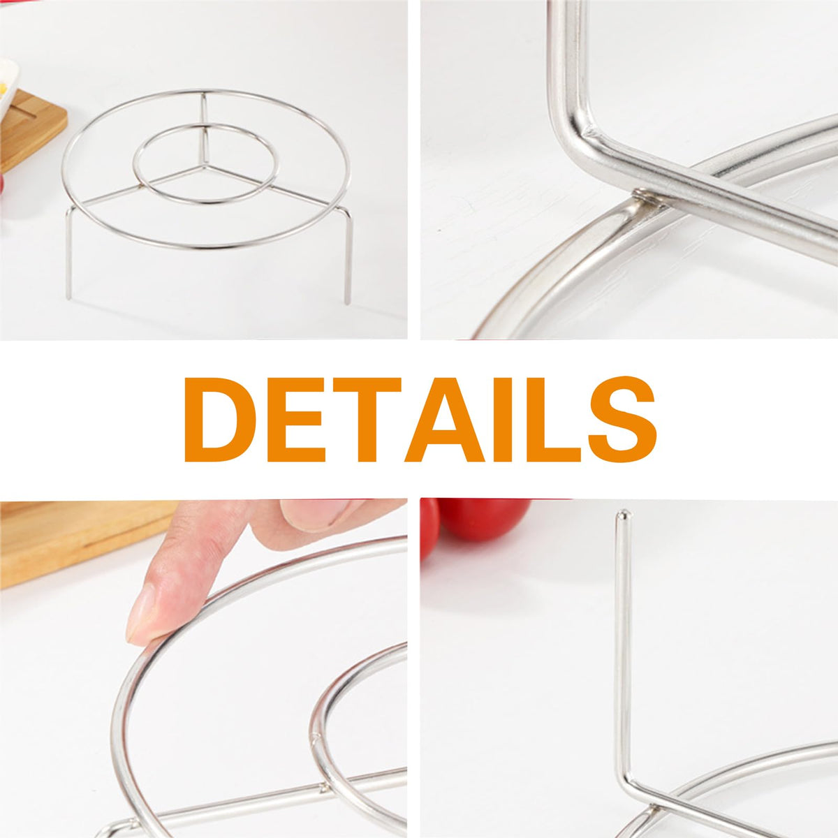 3 PCS 7 Inch Stainless Steel Wire Pizza Pan Riser Stand Round Pizza Tray Riser Rack Tabletop Serving Stand for Food Trays and Platters Display Stands for Home Restaurant and Party, Silver
