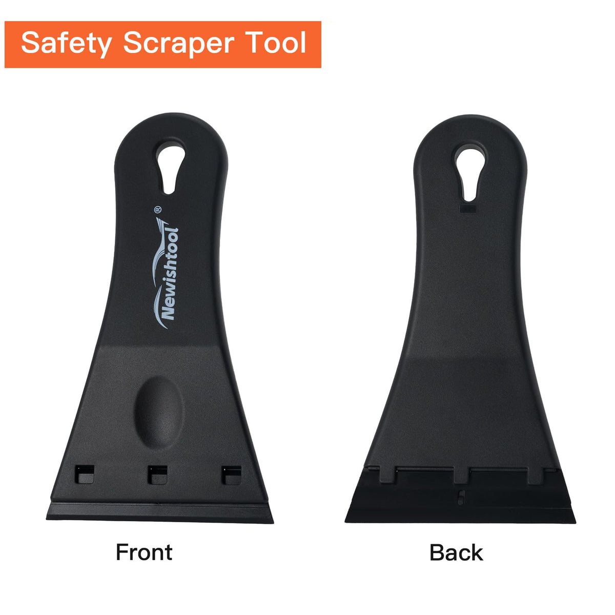 NEWISHTOOL plastic razor blade scraper with 3-inch blades, two-pack and extra blades for removing glue, labels, decals from glass.