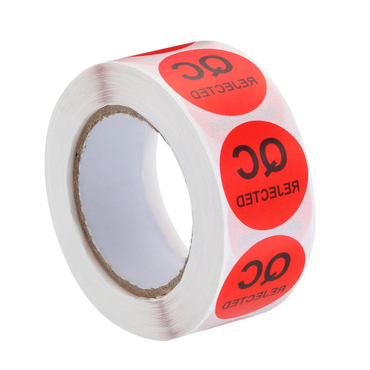 MECCANIXITY Inventory QC Rejected Stickers Labels 25mm/1" Red for Inventory Warehouse Stock, 1 Roll 500 Piece
