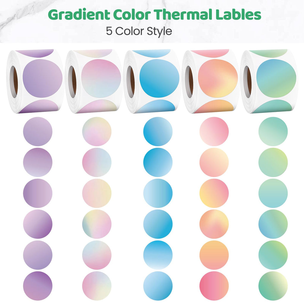 2500 Pcs 2 Inch Round Circle Thermal Sticker Labels for Printer Gradient Color