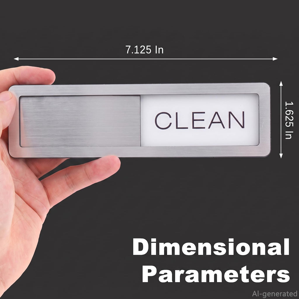 Dishwasher Magnet - Clean/Dirty Sign, Silver, Plastic, 7 x 2 Inches, Minimalist Style Silver-1