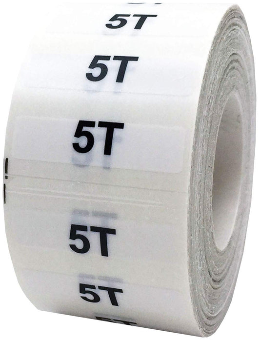 5T Toddler Clothing Labels Size Strip Stickers for Retail Apparel 1.25 x 5 Inch 125 Adhesive Stickers 5t