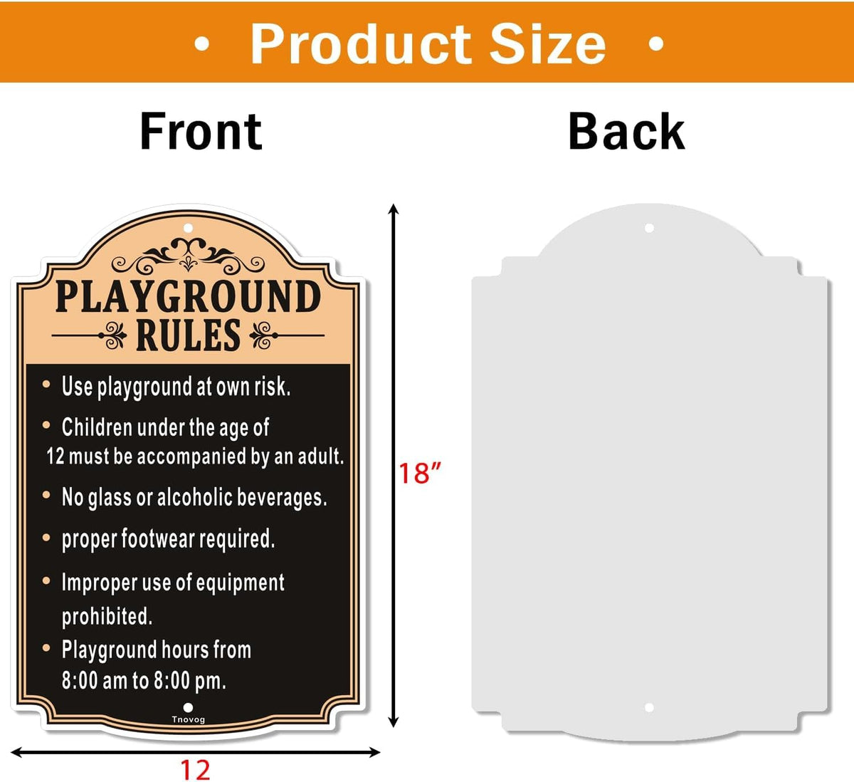 Playground Rules Sign Playground Signs Kids Children Adult Safety Traffic Sign 12x18 Inches Metal Reflective Sturdy Rust Aluminum Weatherproof Easy To Install Outdoor 2 Pack
