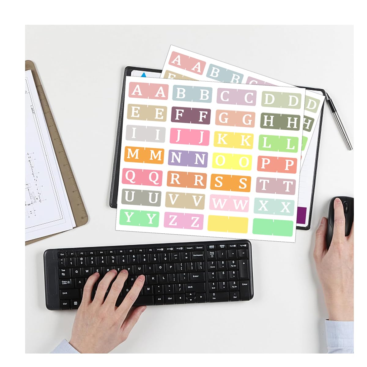 Alphabet A to Z 26 Letters Index File Folder Labels, 1.5x1 Inch Multicolor Tabs Color Coded A-Z, 560 Pcs