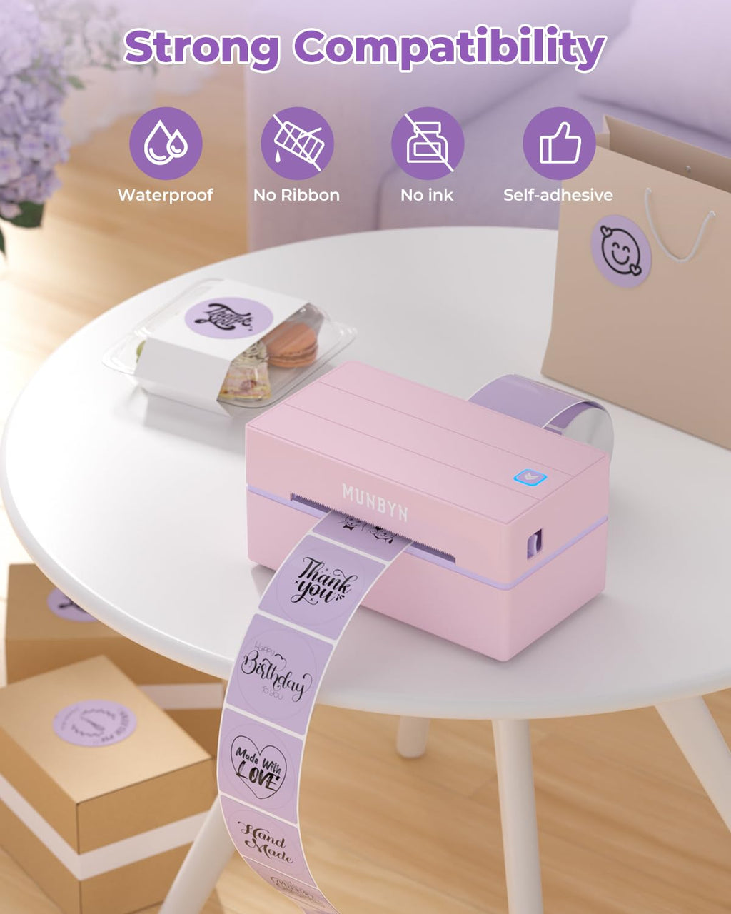 2" Purple Circle Thermal Labels 750 Labels/Roll+2" Round Thermal Labels 750 Labels/Roll