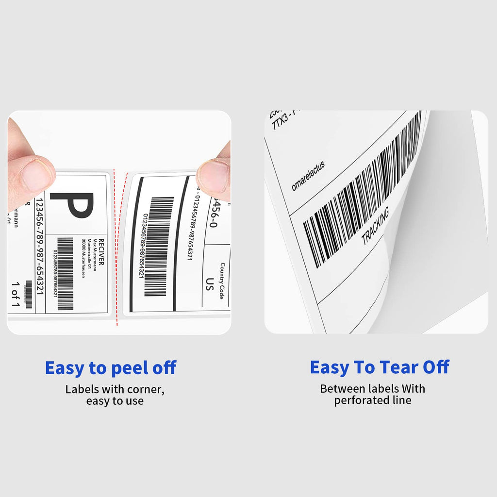 4" x 6" Fanfold Direct Thermal Labels, 500 Per Stack, White Perforated Shipping Labels Compatible with Zebra, Elton Printers(1 Stack) 500 Labels/Stack 1 Stack