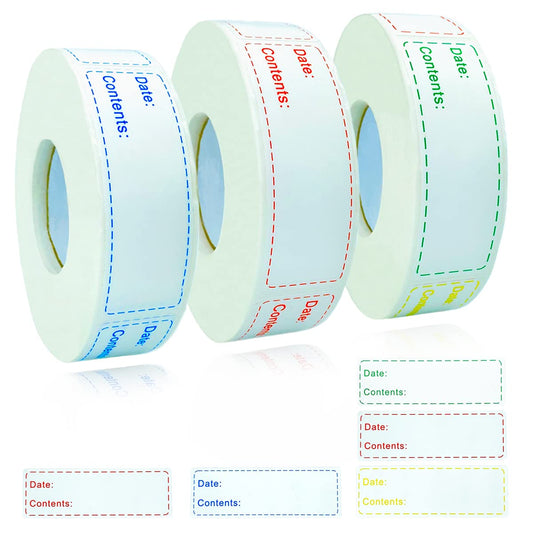 450pcs Smatagee Removable Freezer Labels,1 x 3 Inch Food Storage Stickers,Self-Adhesive Date Labels-Waterproof Oil-Resistant Easy Clean Leaves no Residue,4 Color Labels 3 Rolls 450pcs-3rolls
