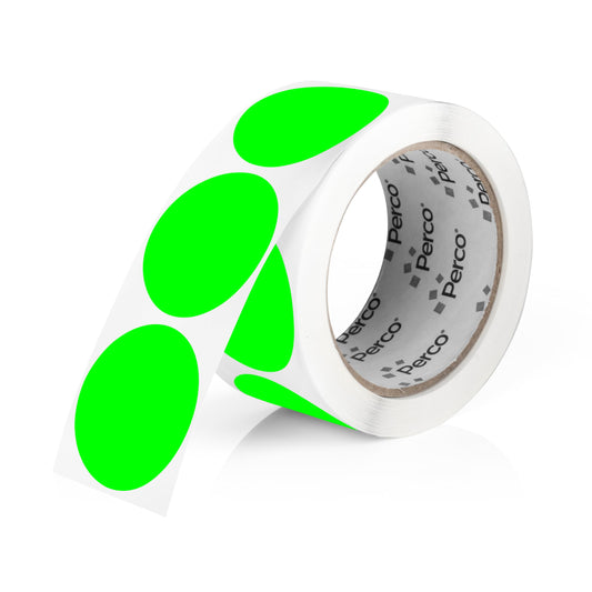 Perco Fluorescent Green 2-Inch Round Circle Dot Sticker Labels with Permanent Adhesive - 500 Labels per Roll - Vibrant Colors, Strong Adhesion - Made in USA 1 Roll