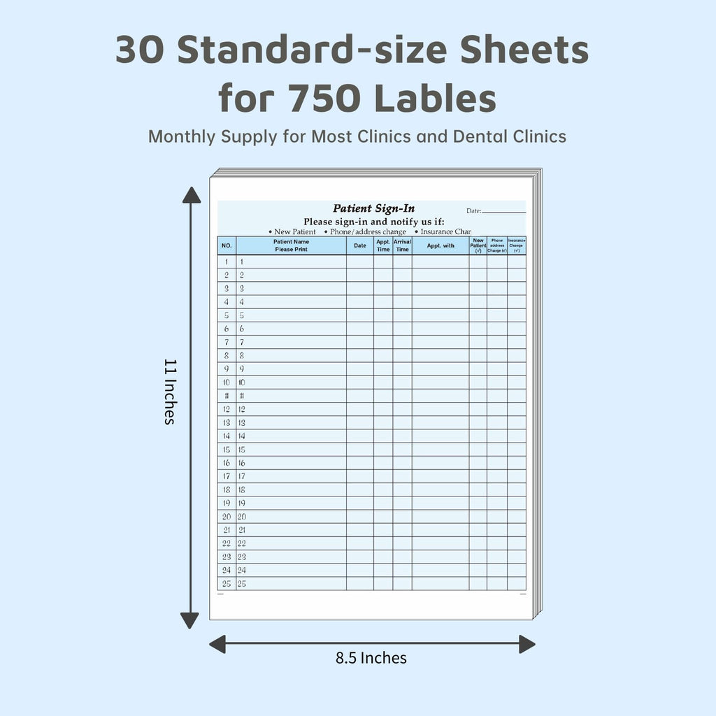 Patient Sign in Sheets, HIPAA Compliant Medical Forms with Peel-Off Labels 30