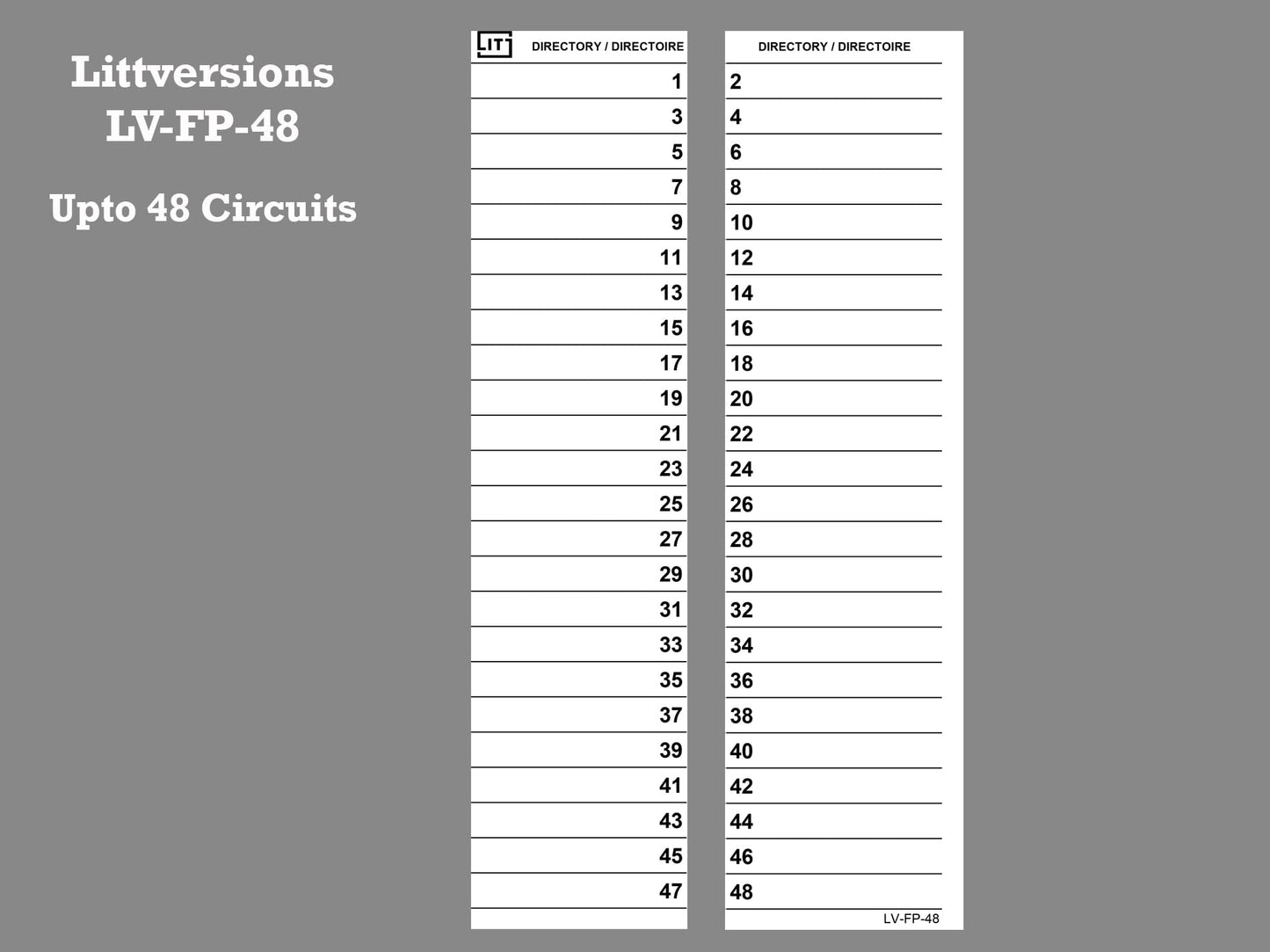 48 Circuits 2 Pack Replacement for Federal Pioneer Stab-Lok Electrical Circuit Breaker Fuse Panel Directory Labels Stickers Decals