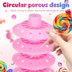 PRETYZOOM Pink Adjustable Multi-Tier Lollipop Stand Candy Display Rack for Parties Weddings Store Use 10.62X5.31X5.31 Inch Lollipop Holder for Kids and Events