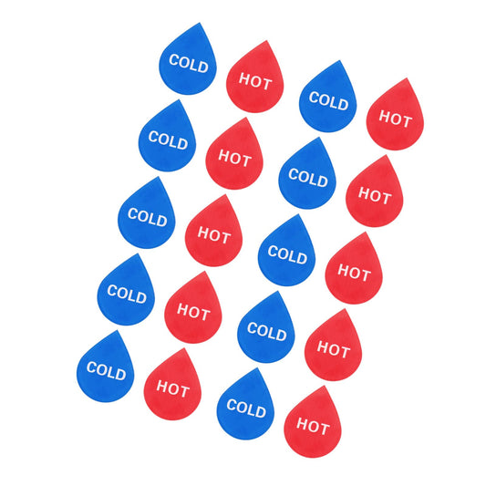 Self Stick Hot/Cold Water Label - 10 Pairs/20 Pack Child-Friendly Drop Shape Sticker Sign Fits for Faucet Sink - Self-Adhesive Acrylic Stickers - (Blue/Red)