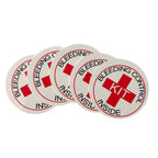 Set of five bleeding control designation stickers by Rescue Essentials, medication labels with bold red "Bleeding Control" text.