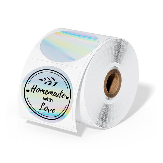 ASprink 2"×2" Circle Thermal Labels, Self-Adhesive Round Thermal Labels, Multi-Purpose Roll Sticker Labels for DIY Logo Design, Name Tag, Laser Color 400 Labels/1 Roll