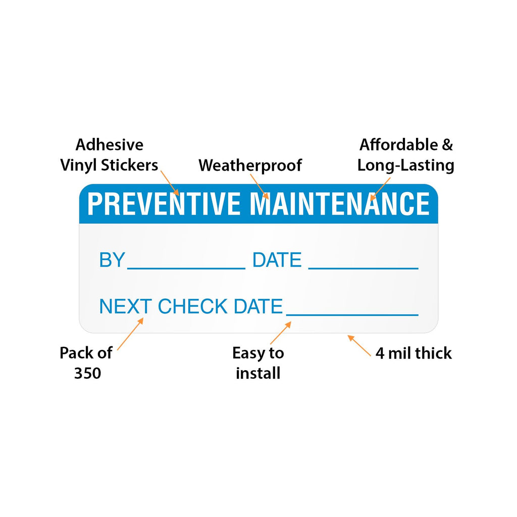 SmartSign Pack of 350 Preventive Maintenance Labels in Dispenser Box| 0.625" x 1.5" Adhesive Vinyl Stickers Adhesive Label Dispenser Box