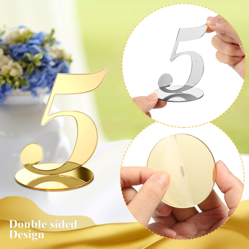 Yalikop 10 Pcs Wedding Table Numbers with Holder 1-10 Mirror, Gold