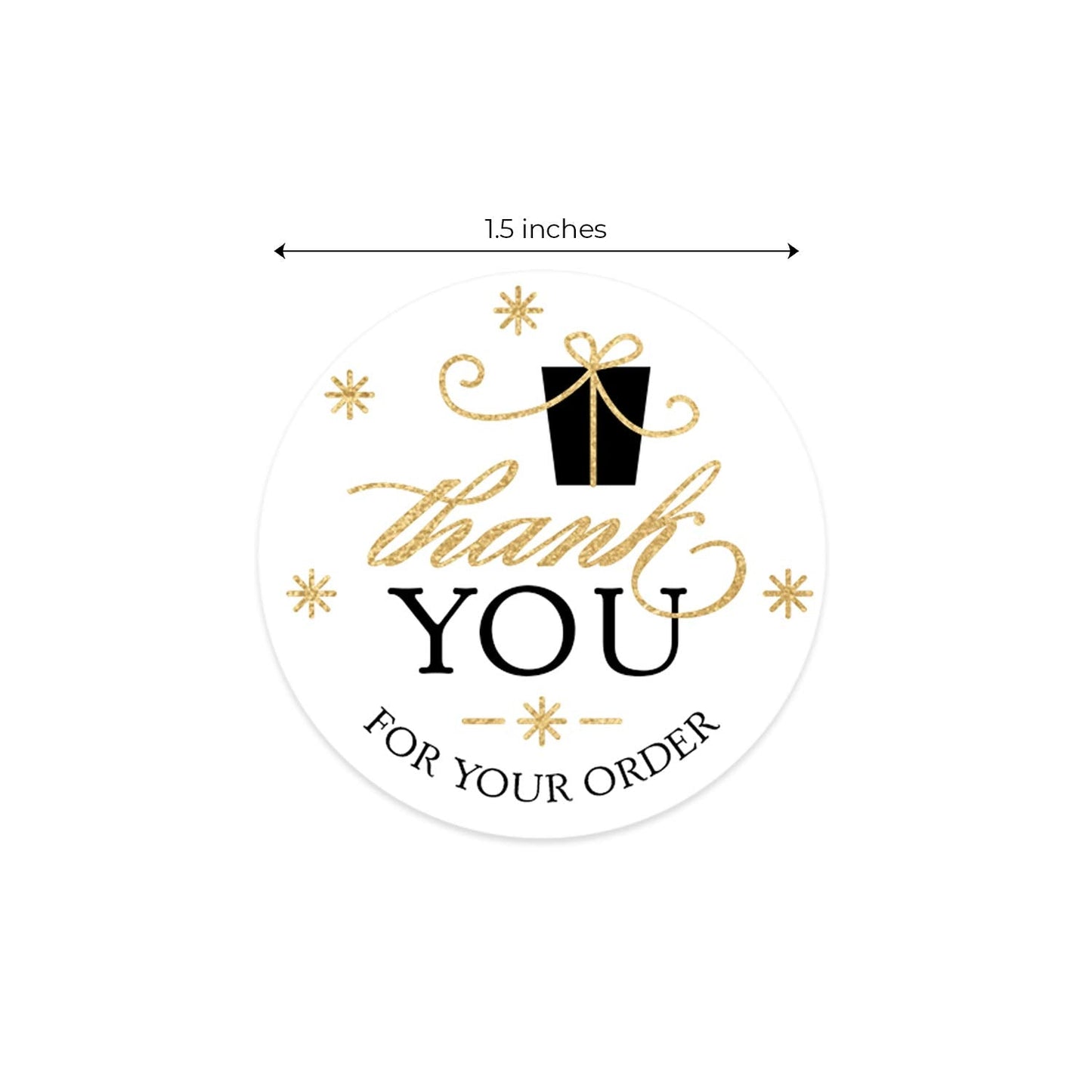 Elegant Faux Gold and Black Holiday Thank You for Your Order Stickers / 1.5" Holiday Business Labels / 500 Boutique Stickers Winter Present