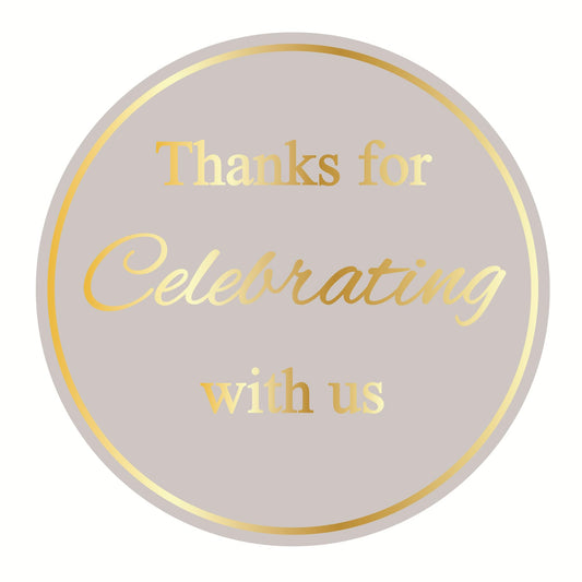 Thank You for Celebrating with US Stickers,2inch 150pcs Clear Gold Stamping Wedding Birthday Party Favor Sticker