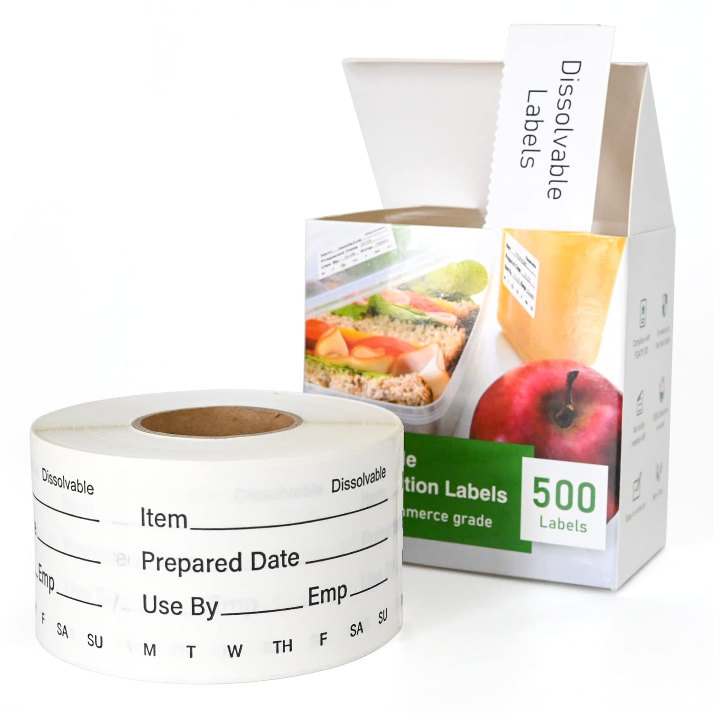 L LIKED 500 Large Size Dissolvable Food Rotation Labels 2" x 3" Use by Shelf Life Labels for Food Storage