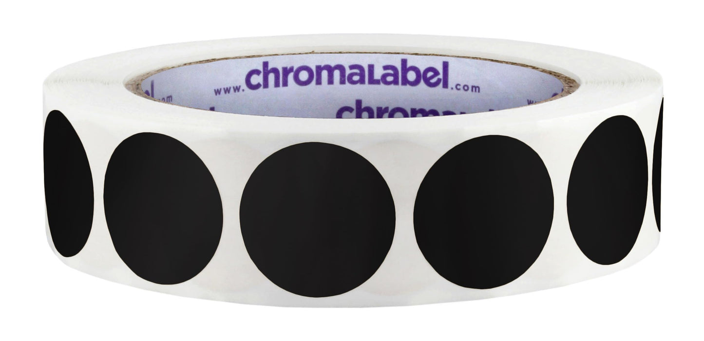 ChromaLabel 1 Inch Circle Sticker Labels, Easy to Write On Colored Dot Stickers, High Visibility Permanent Labels - 1000 Sticky Dots per Roll, Black Dot Stickers 1"