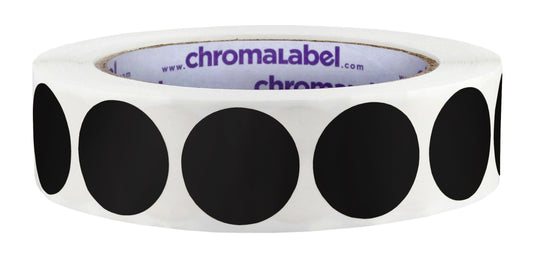 ChromaLabel 1 Inch Circle Sticker Labels, Easy to Write On Colored Dot Stickers, High Visibility Permanent Labels - 1000 Sticky Dots per Roll, Black Dot Stickers 1"