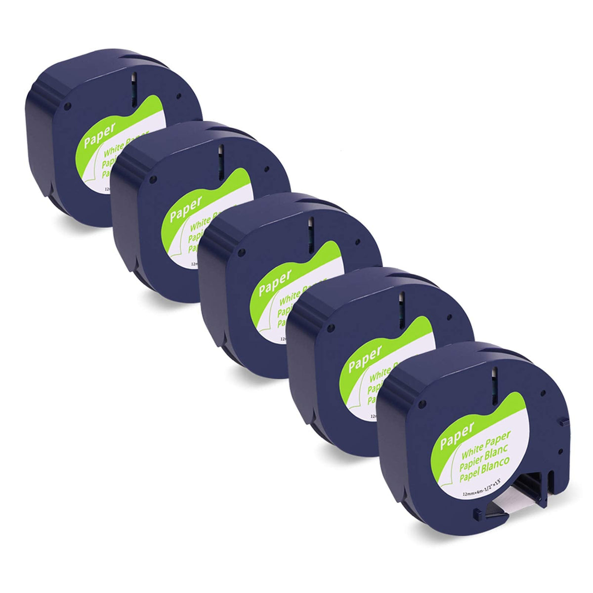 5 Paper + 5 Plastic Label Tape Replacement for Dymo Label Maker Refills 12mm x 4m 1/2'' x 13'