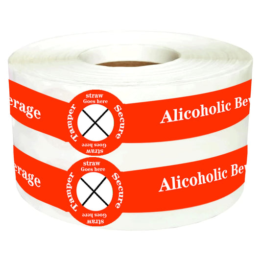 Alcohol to-Go Drink Straw Tamper Proof Stickers 500 Pcs Alcoholic Beverage Lid Stickers - 1 x 9 inch Safe Secure Tamper Evident Safety Seals Sticker for Alcohol Cups Drink Lids