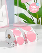 3" Pink Circle Thermal Labels 500 Labels/Roll+2" Shell Texture Round Thermal Labels 500 Labels/Roll