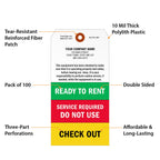 SmartSign "Ready to Rent" Two-Sided Tags with Tear-Off Stubs - Pack of 100 | 6.25" x 3.125" Polylith Plastic, 10 mil