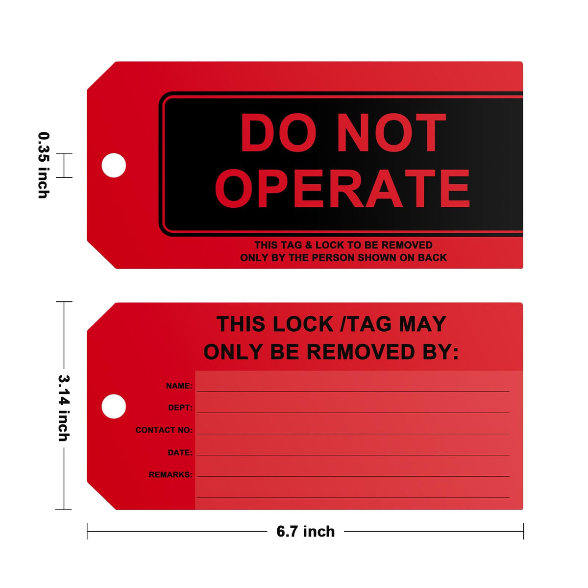 Lock Out Tags,100-pk Tagout Tags with Wires Attached,Tear & Water Resistant PVC-Plastic-Danger Do Not Operate 100