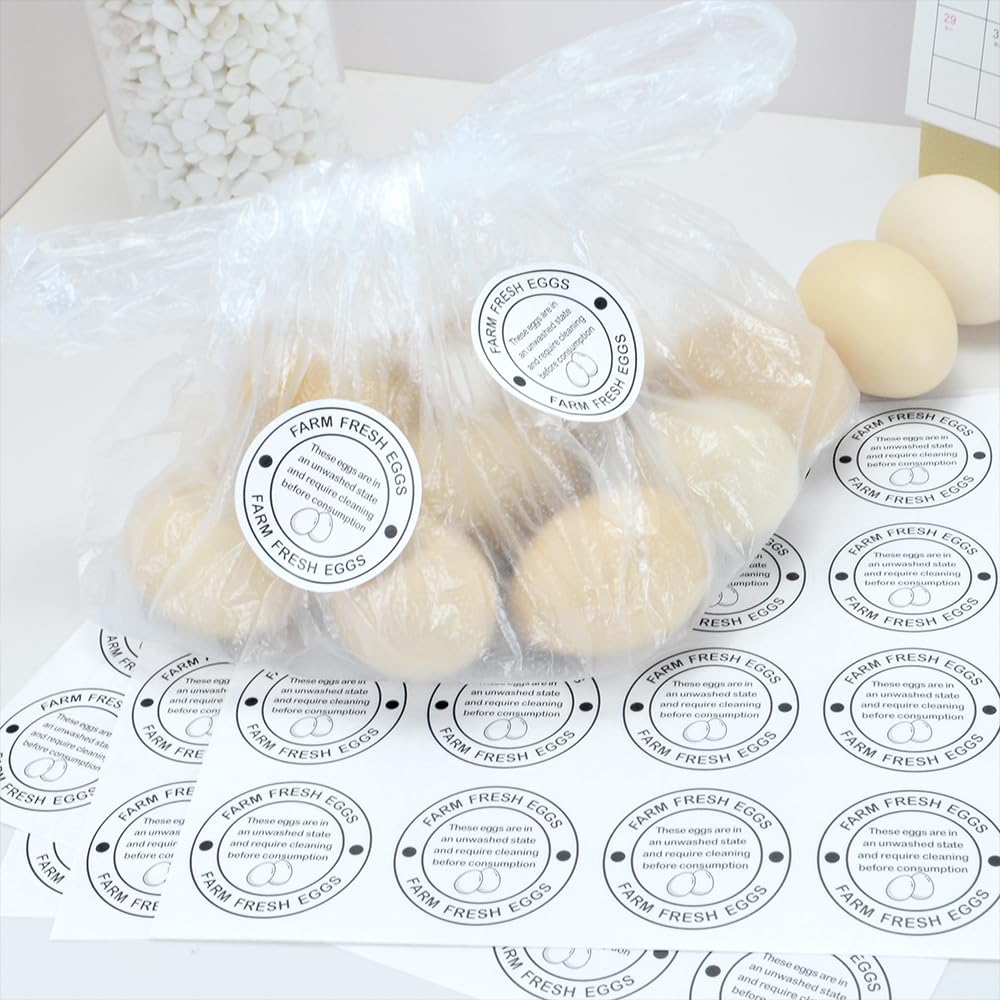 600 Pcs 2 Inch Farm Fresh Eggs Carton Labels,Stickers for Egg Packaging Packaging Quail Eggs (White) White
