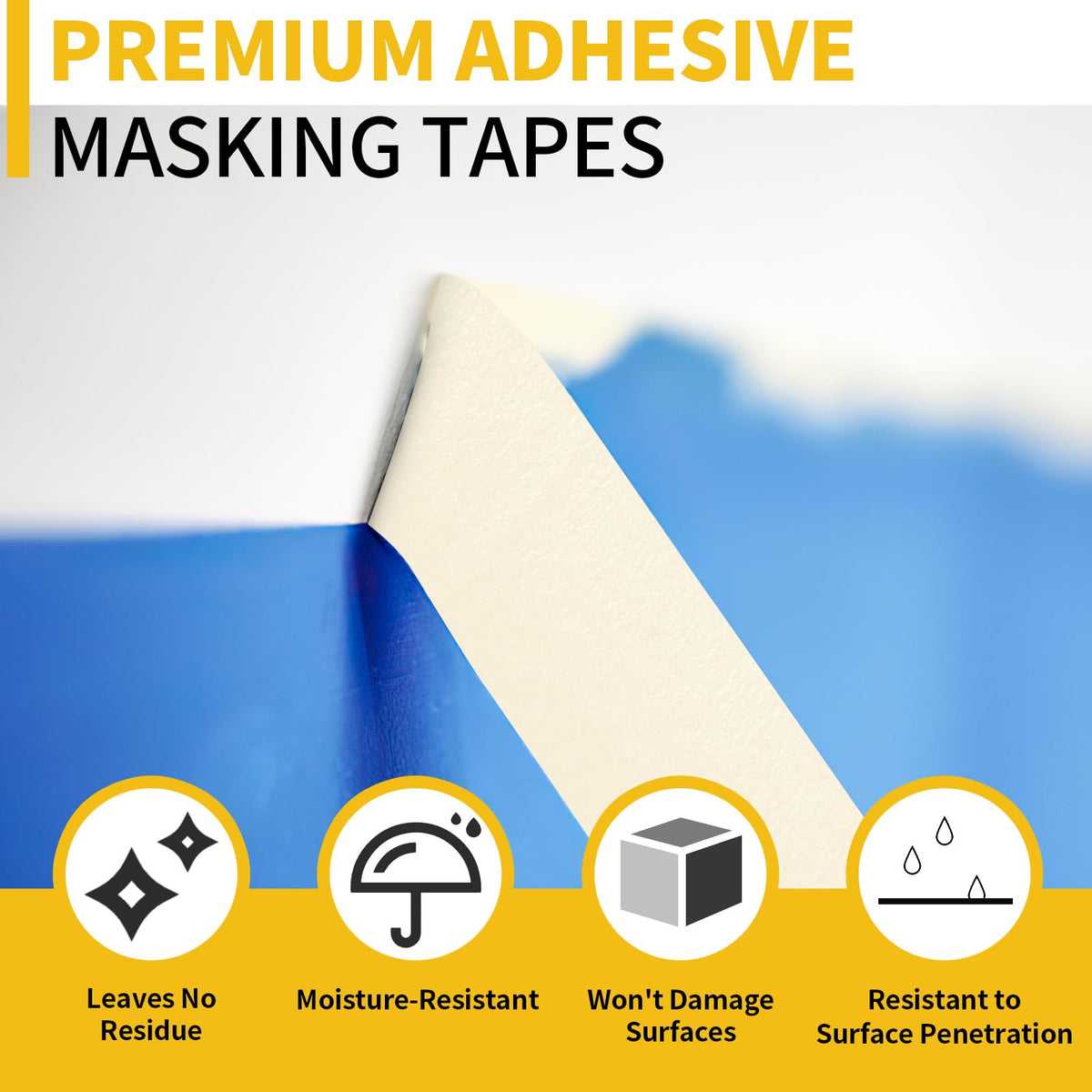 NIUBIER Masking Tape 1 Inch Wide, 4 Pack Painters Tape, Strong Adhesive Labeling Tape, Beige White, 55 Yards per Roll (220 Total Yards) for Home, Office, Labeling, School, DIY, and Crafts 1 Inch x 55 Yards x 4 Rolls