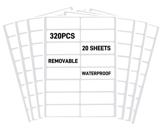 Removable Waterproof Labels for Bottles -320PCS 0.62 x 2.35 inch Organizing Name Labels for Food Containers Blank Nametags for Jars File Folders Small Storage Bin. Only Handwrite Name Size 320pcs