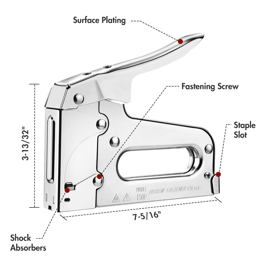 Arrow T50 Heavy-Duty Staple Gun, Manual Stapler (1-Pack)