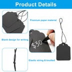 Piutouyar 200 Pcs Price Tags with Elastic String, Black, 45x35 mm 45x35 mm/1.77x1.38 inch