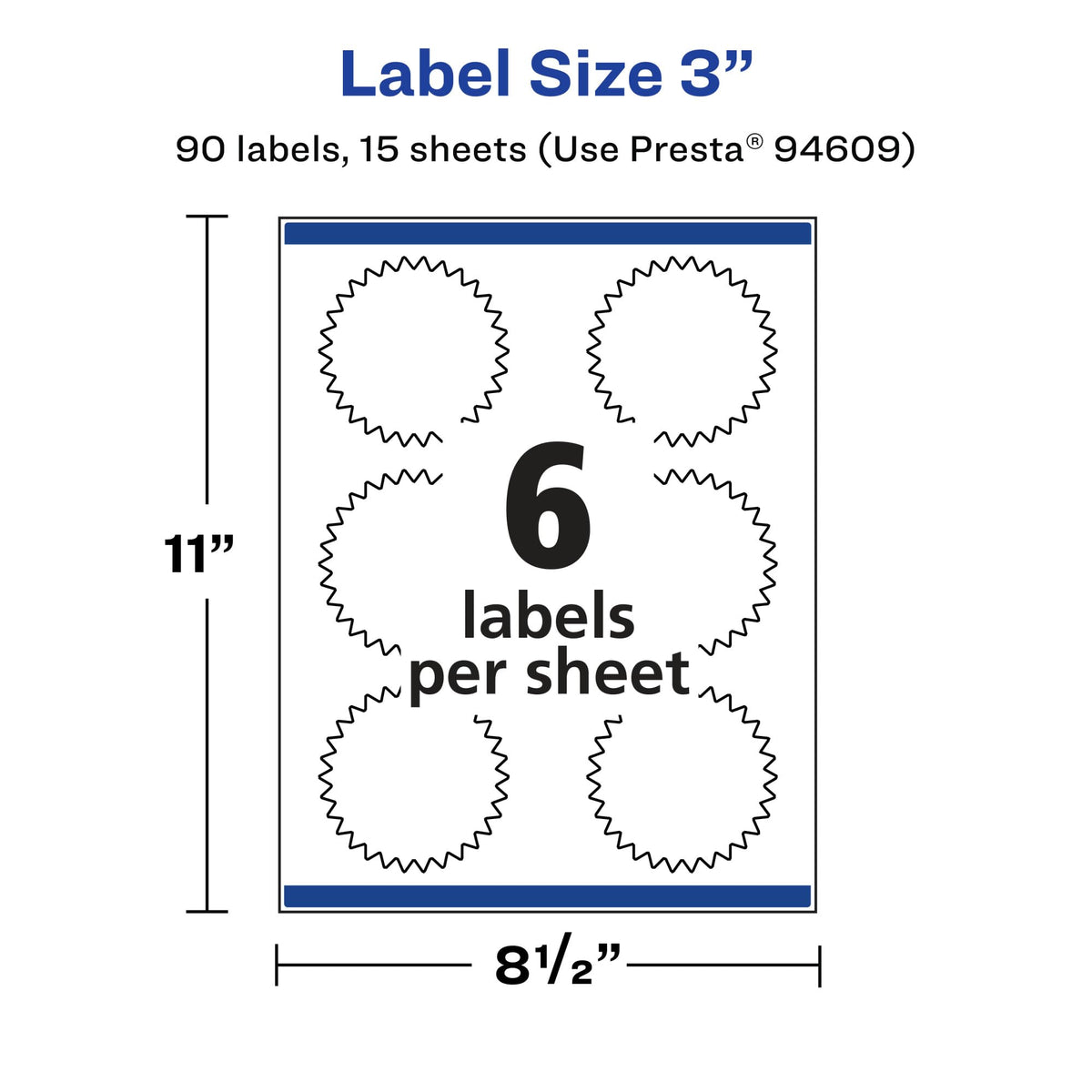 Avery® Matte White Removable Starburst Labels, Sure Feed® Technology, Print-to-The-Edge, 3", 90 Removable Labels, Laser/Inkjet Printable 90 labels