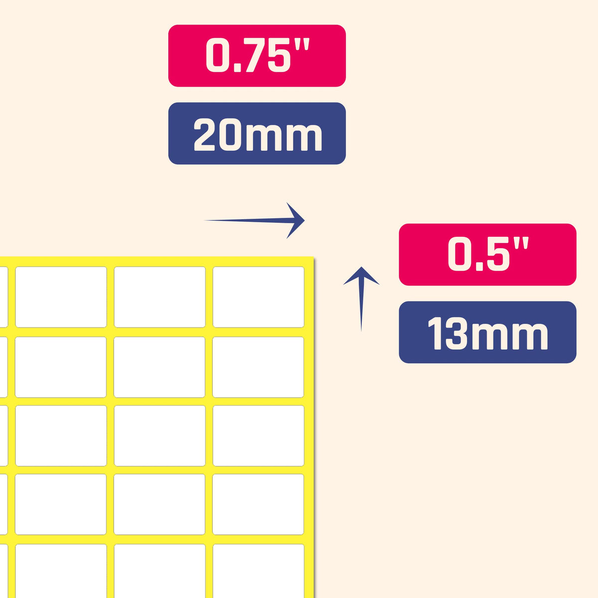 All-purpose matte white labels from TownStix, 0.5" x 0.75", ideal for price labels, shown in a pack of 1000 stickers