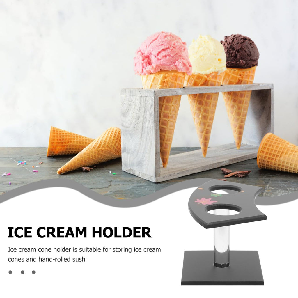 2holes Ice Cream Cone Stand Sushi Roll Holder with Stylish Dessert Display Rack for Parties Restaurants and Events Easy to Clean and Maintain 14.00X7.20X7.00CM