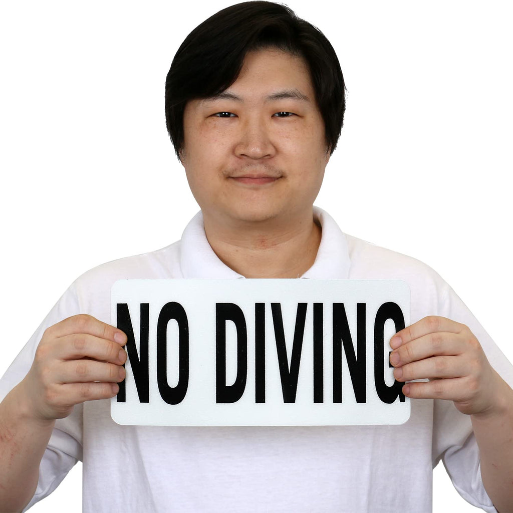 SmartSign 5.75 x 11.75 inch “No Diving” Adhesive Pool Safety Marker/Sign, 20 mil Laminated Vinyl with Anti-Skid Pebbled Surface, Black and White 575 x 1175 inch
