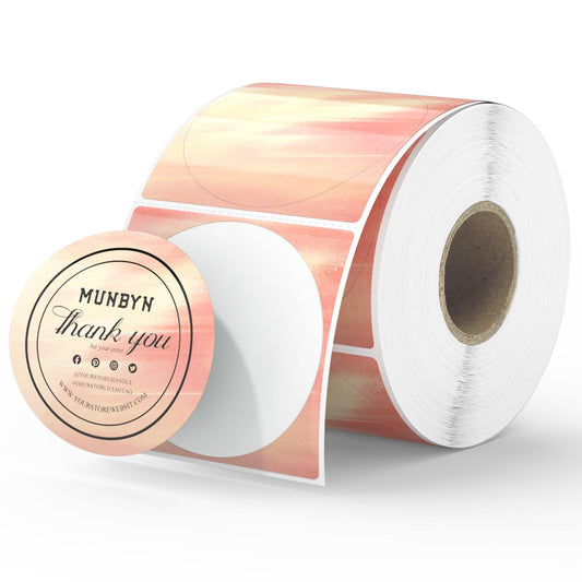 MUNBYN 2 Inch Round Orange Thermal Labels, Self-Adhesive Stickers for Baking, Candle, and Food, Compatible with Thermal Printers, 500 Labels/1 Roll