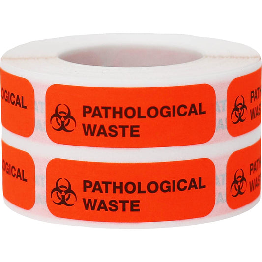 Pathological Waste Medical Healthcare Labels 0.5 x 1.5 Inch 500 Total Stickers
