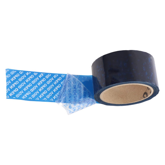 SmartSign 2 inch x 55 Yards StealGuard Blue Tamper Evident Packing Tape, Void Messaging Pattern, 0.92 mil PET Material, Made in USA Blue Void Open Tape