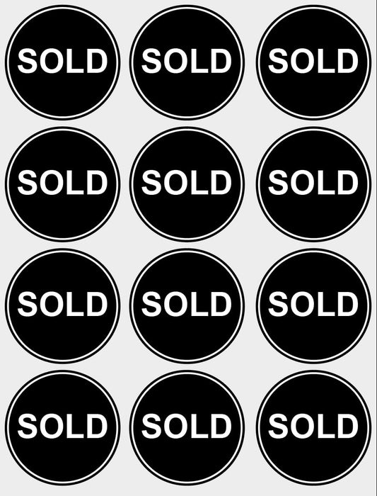 1.5 inch 300 PCS Sold Stickers Black Sold Adhesive Labels for Retail Store, Supermarkets, Shops