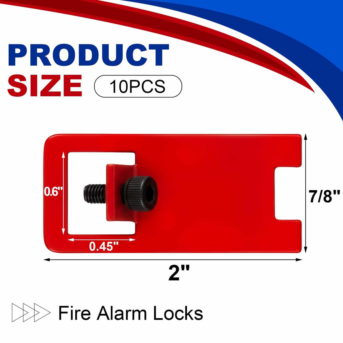 Zonon 10 Sets Fire Alarm Locks Circuit Breaker Lockout Kit with Label Stickers FA Emergency Communications, 8-32 Hex Key for Fire Safety, Red