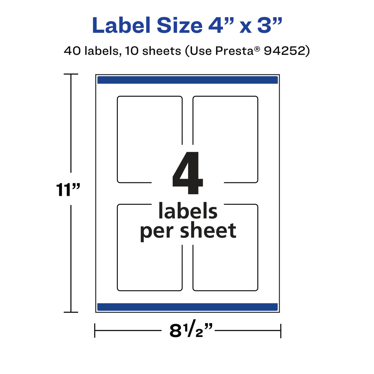 Avery® Glossy Clear Rectangle Labels, Sure Feed® Technology, 4" x 3", 40 Glossy Clear Labels, Print-to-The-Edge, Laser/Inkjet Printable 40 labels