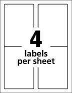 Avery® Durable White Cover Up ID Labels for Laser Printers, 5 x 3.5, Pack of 200 (61532) 5" x 3-1/2" Classic