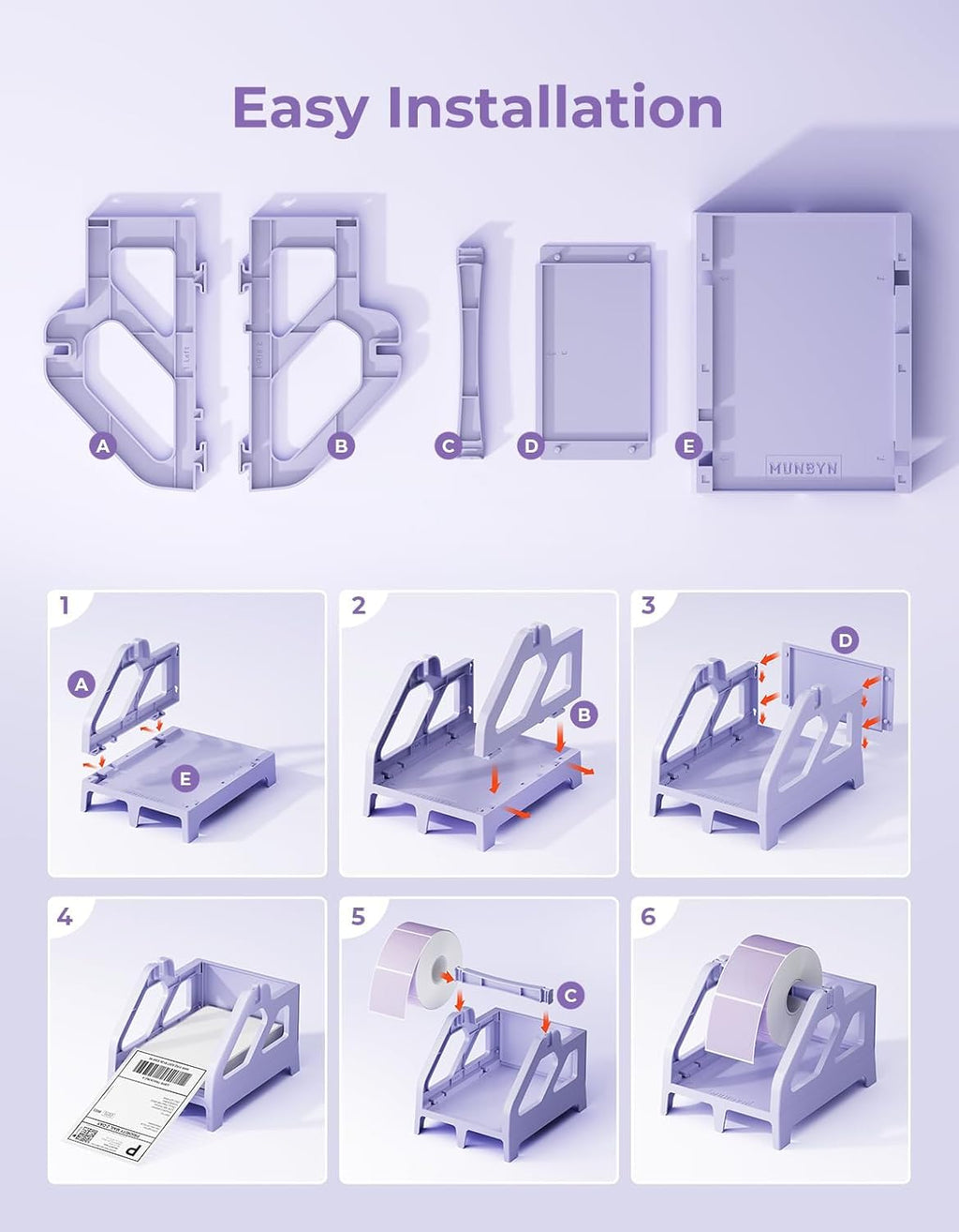 ILH01 Label Holder Purple+2" Circle Thermal Labels 750 Labels/Roll